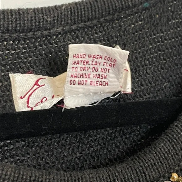 1980s Eddie Dassin Black Gem Glam Vintage Sweater Holiday - Picture 3 of 8